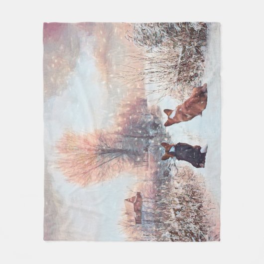 Twee Corgis in de sneeuw Fleece Deken (Voorkant)