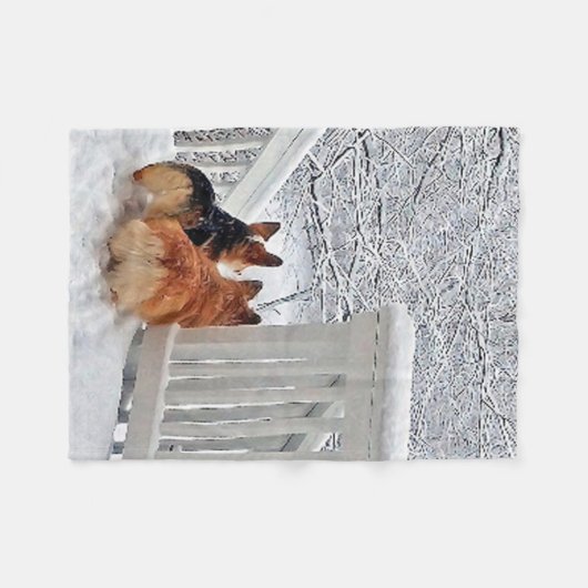 Twee Corgis in de sneeuw Fleece Deken (Voorkant (Horizontaal))
