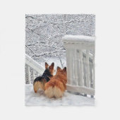 Twee Corgis in de sneeuw Fleece Deken (Voorkant)
