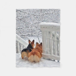 Twee Corgis in de sneeuw Fleece Deken