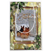 Twee Corgis in de sneeuw met Lijst Medium Cadeauzakje (Voorkant)
