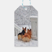 Twee Corgis in de winter Cadeaulabel (Achterkant)