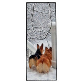 Twee Corgis in de winter Wijn Cadeautas (Achterkant)
