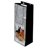 Twee Corgis in de winter Wijn Cadeautas (Voorkant Gekanteld)