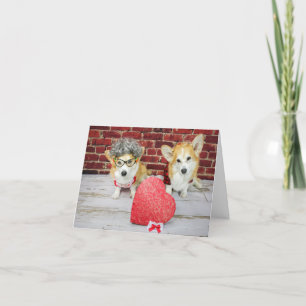 Twee Corgi's met Candy Valentijnskaart Kaart