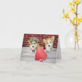Twee Corgi's met een Valentijnskaart vol snoep Kaart (Gele Bloem)