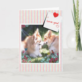 Twee Corgi's ontmoeten Valentijn Feestdagen Kaart
