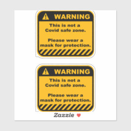 Twee Covid-waarschuwingsvinyl stickers