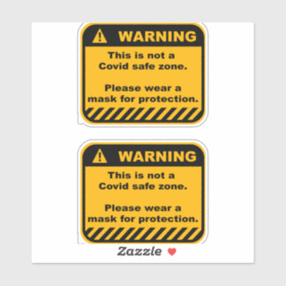 Twee Covid-waarschuwingsvinyl stickers