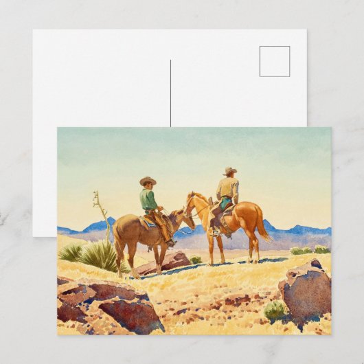 Twee cowboys op paarden door Maynard Dixon Feestdagenkaart (Voorkant / Achterkant)