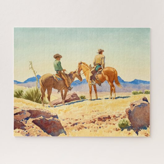 Twee cowboys op paarden door Maynard Dixon Legpuzzel (Horizontaal)