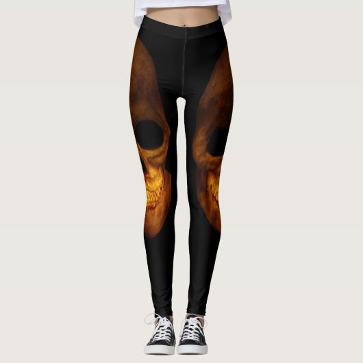 Twee Creepy Human Skulls Leggings (Voorkant)