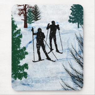 Twee cross-country skiërs muismat