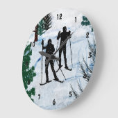 Twee cross-country-skiers op het sneeuwplein grote klok (Hoek)