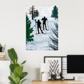 Twee cross-country skiërs poster (Thuiskantoor)