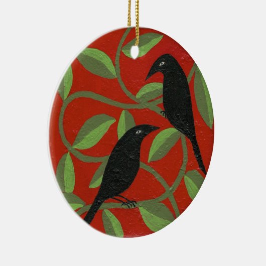 Twee Crows-versiering Keramisch Ornament (Rechts)