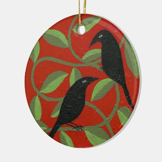 Twee Crows-versiering Keramisch Ornament (Links)
