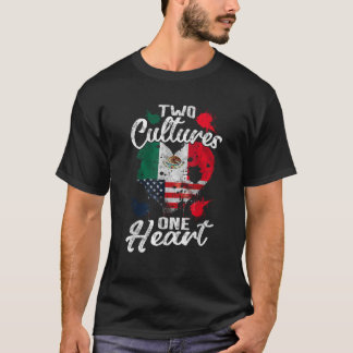 Twee Culturen Eén Hart VS Amerika Mexico Mexicaans T-shirt