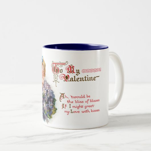 Twee Cupid- en gedicht-Mok Tweekleurige Koffiemok (Voorkant rechts)