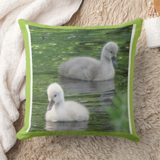 Twee Cute Baby Swans Sluiten Sierkussen op (Deken)