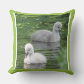 Twee Cute Baby Swans Sluiten Sierkussen op (Voorkant)