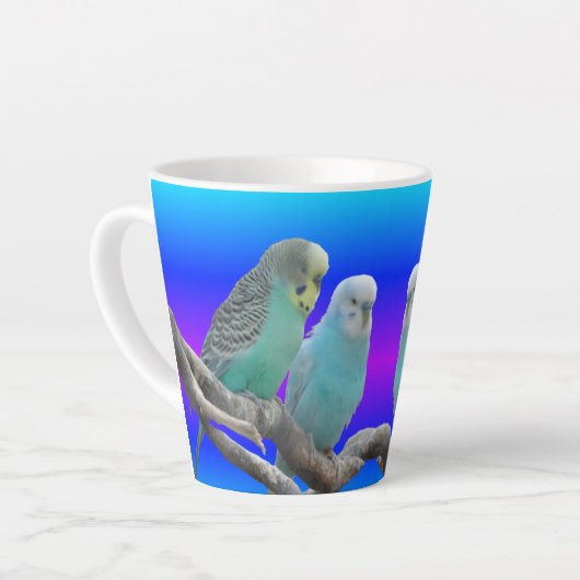 Twee Cute Budgerigar Birds Latte Mok (Linkerhoek)