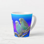 Twee Cute Budgerigar Birds Latte Mok (Rechterhoek)