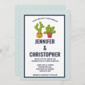 Twee Cute Cactus Illustration Wedding Kaart (Voorkant / Achterkant)