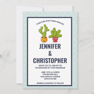 Twee Cute Cactus Illustration Wedding Kaart