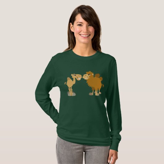 Twee Cute Cartoon Camels Women T-Shirt (Voorkant volledig)