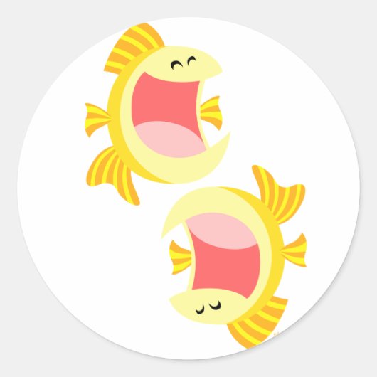 Twee Cute Cartoon Fish Sticker (Voorkant)