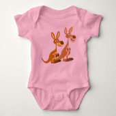 Twee Cute Cartoon Kangaroos Baby Romper (Voorkant)