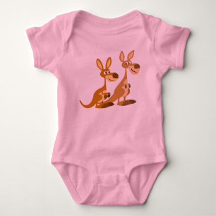 Twee Cute Cartoon Kangaroos Baby Romper