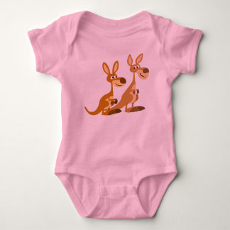 Twee Cute Cartoon Kangaroos Baby Romper