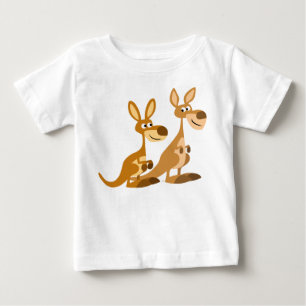Twee Cute Cartoon Kangaroos Baby T-Shirt