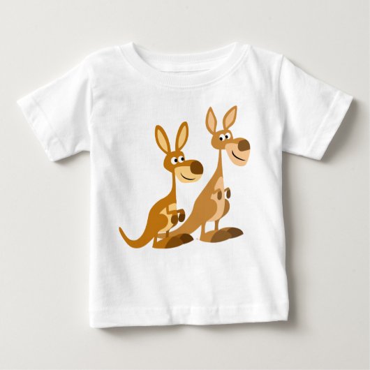 Twee Cute Cartoon Kangaroos Baby T-Shirt (Voorkant)