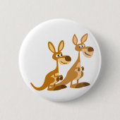 Twee Cute Cartoon Kangaroos Button Badge (Voorkant)