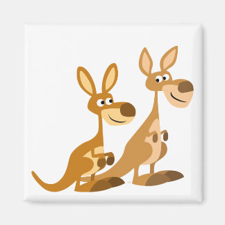 Twee Cute Cartoon Kangaroos Magnet