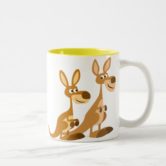 Twee Cute Cartoon Kangaroos Mok (Rechts)