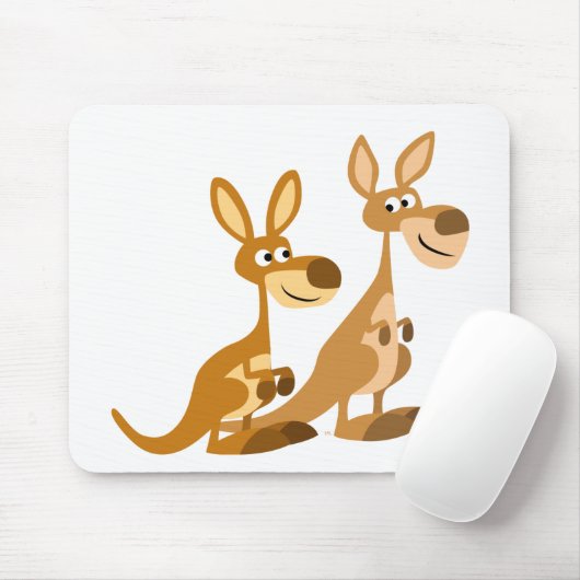 Twee Cute Cartoon Kangaroos Mousepad Muismat (Met muis)