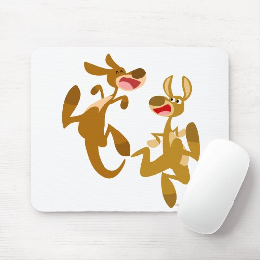 Twee Cute Cartoon Kangaroos Mousepad Muismat (Met muis)