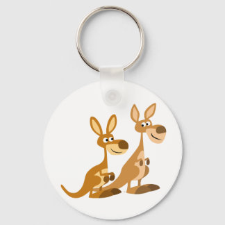 Twee Cute Cartoon Kangaroos Sleutelhanger