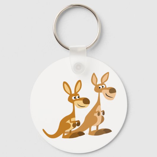 Twee Cute Cartoon Kangaroos Sleutelhanger (Voorkant)