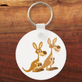 Twee Cute Cartoon Kangaroos Sleutelhanger (Voorkant)