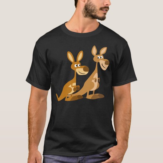 Twee Cute Cartoon Kangaroos T-Shirt (Voorkant)