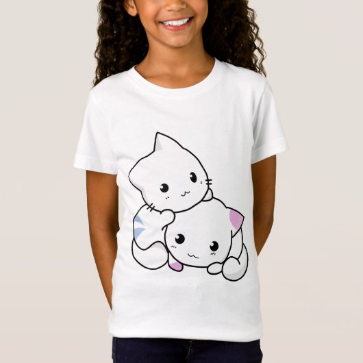 Twee Cute Cartoon Katten T-shirt (Voorkant)