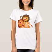 Twee cute Cartoon leeuwen vrouwen T-shirt (Voorkant)