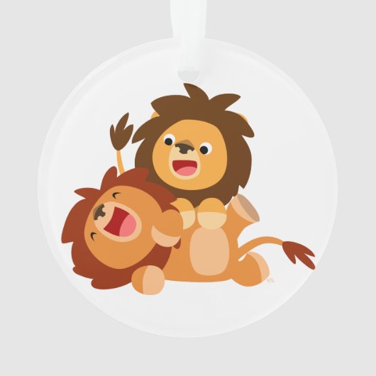 Twee Cute Cartoon Lions AcrylOrnament Ornament (achterkant)