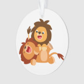 Twee Cute Cartoon Lions AcrylOrnament Ornament (voorkant)