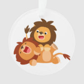 Twee Cute Cartoon Lions AcrylOrnament Ornament (voorkant)